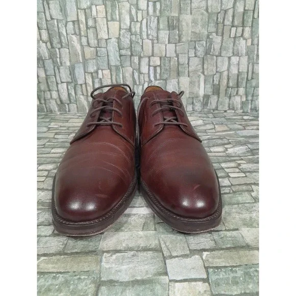 JOHNSTON MURPHY EDGERTON PLAIN TOE MENsz 10 M MAHOGANY LEATHER Oxford Derby - Picture 4 of 12